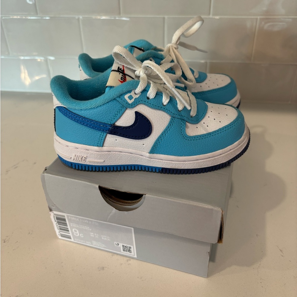 Nike Air Force 1 LV8 2 Toddler Shoes - Blue & White 9C